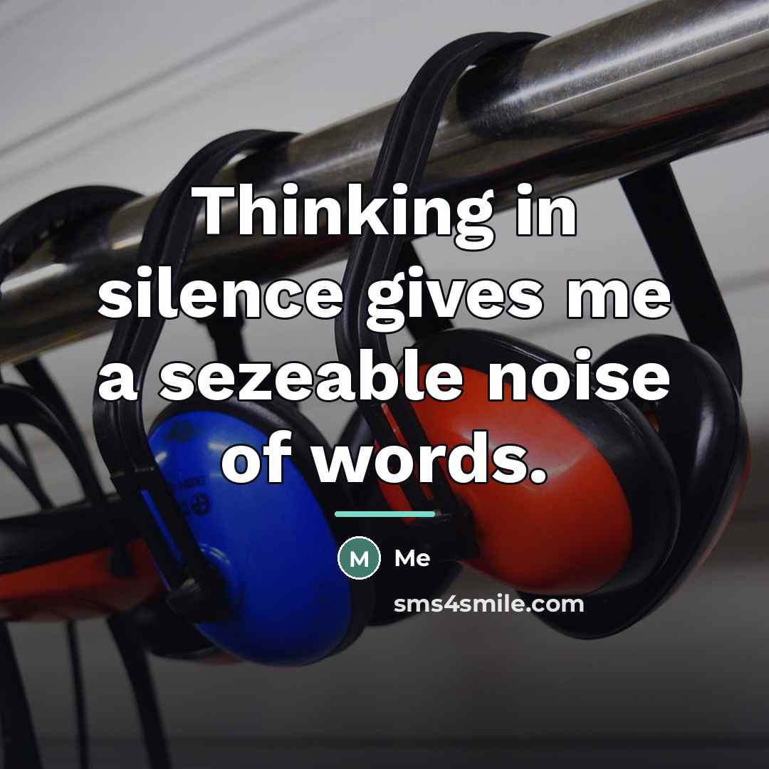 “Thinking in silence gives me a sezeable noise of words.…” quote by Me