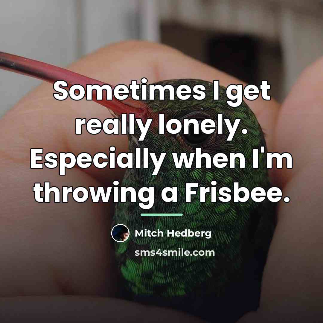 “Sometimes I get really lonely. Especially when I'm throwing a…” quote by Mitch Hedberg