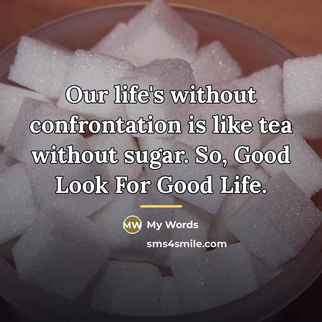 “Our life's without confrontation is like tea without sugar. So,…” quote by My Words