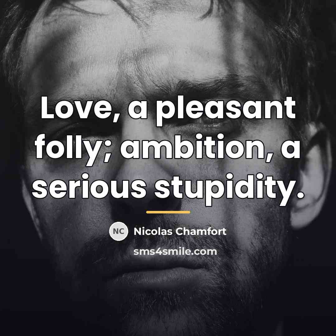 “Love, a pleasant folly; ambition, a serious stupidity.…” quote by Nicolas Chamfort