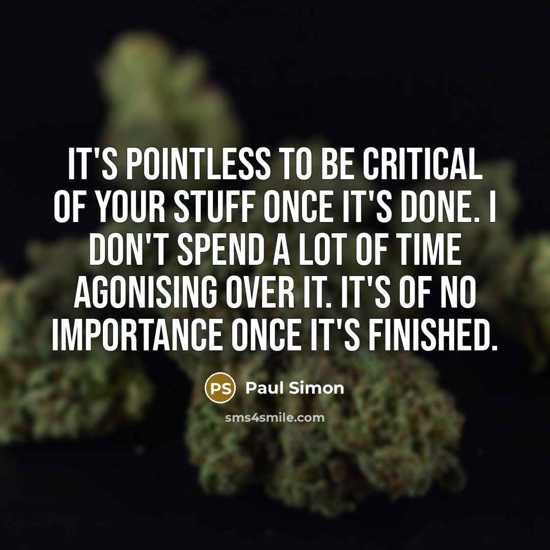 “It's pointless to be critical of your stuff once it's…” quote by Paul Simon