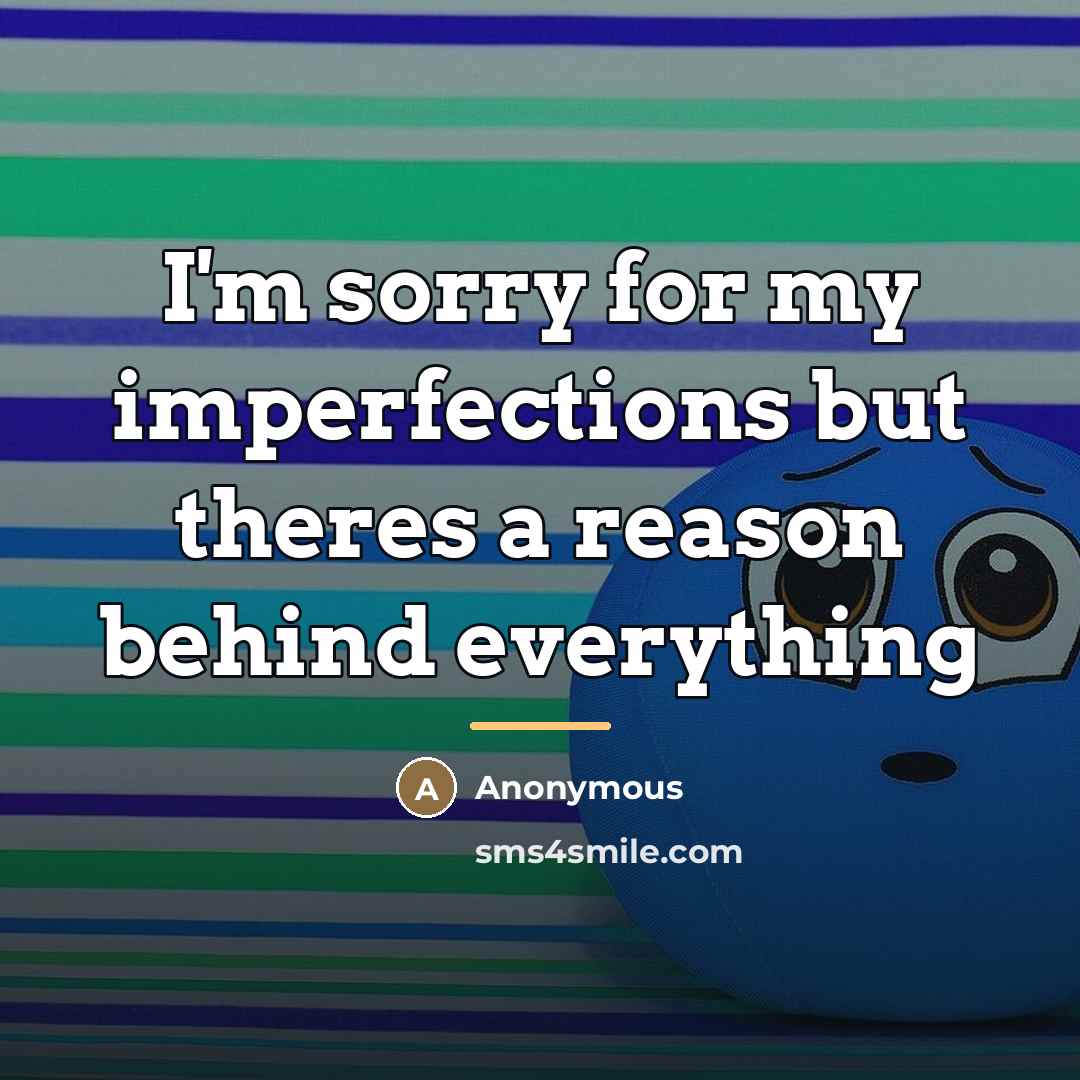 “I'm sorry for my imperfections but theres a reason behind…” quote by Anonymous