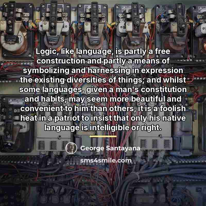 “Logic, like language, is partly a free construction and partly…” quote by George Santayana
