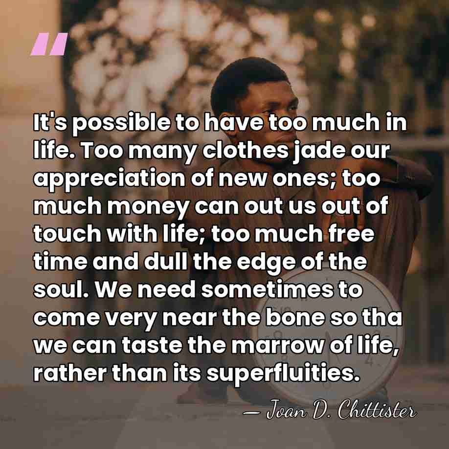 It's possible to have too much in life. Too many clothes jade&hellip; - Joan D. Chittister