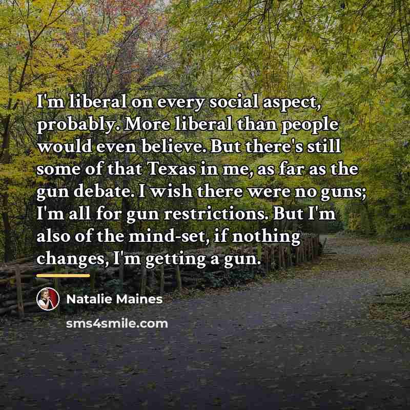“I'm liberal on every social aspect, probably. More liberal than…” quote by Natalie Maines