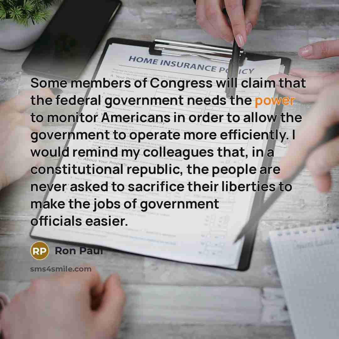 “Some members of Congress will claim that the federal government…” quote by Ron Paul