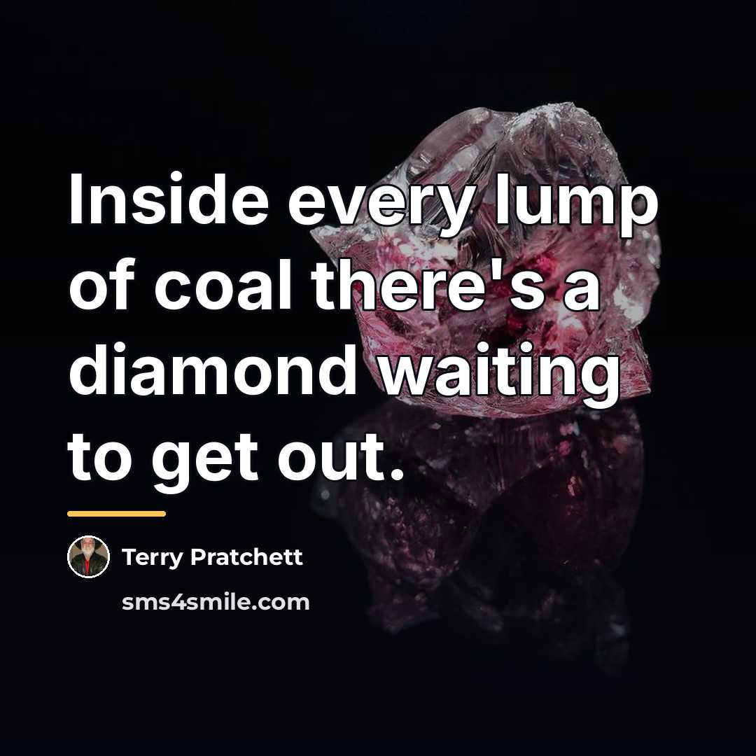 “Inside every lump of coal there's a diamond waiting to…” quote by Terry Pratchett