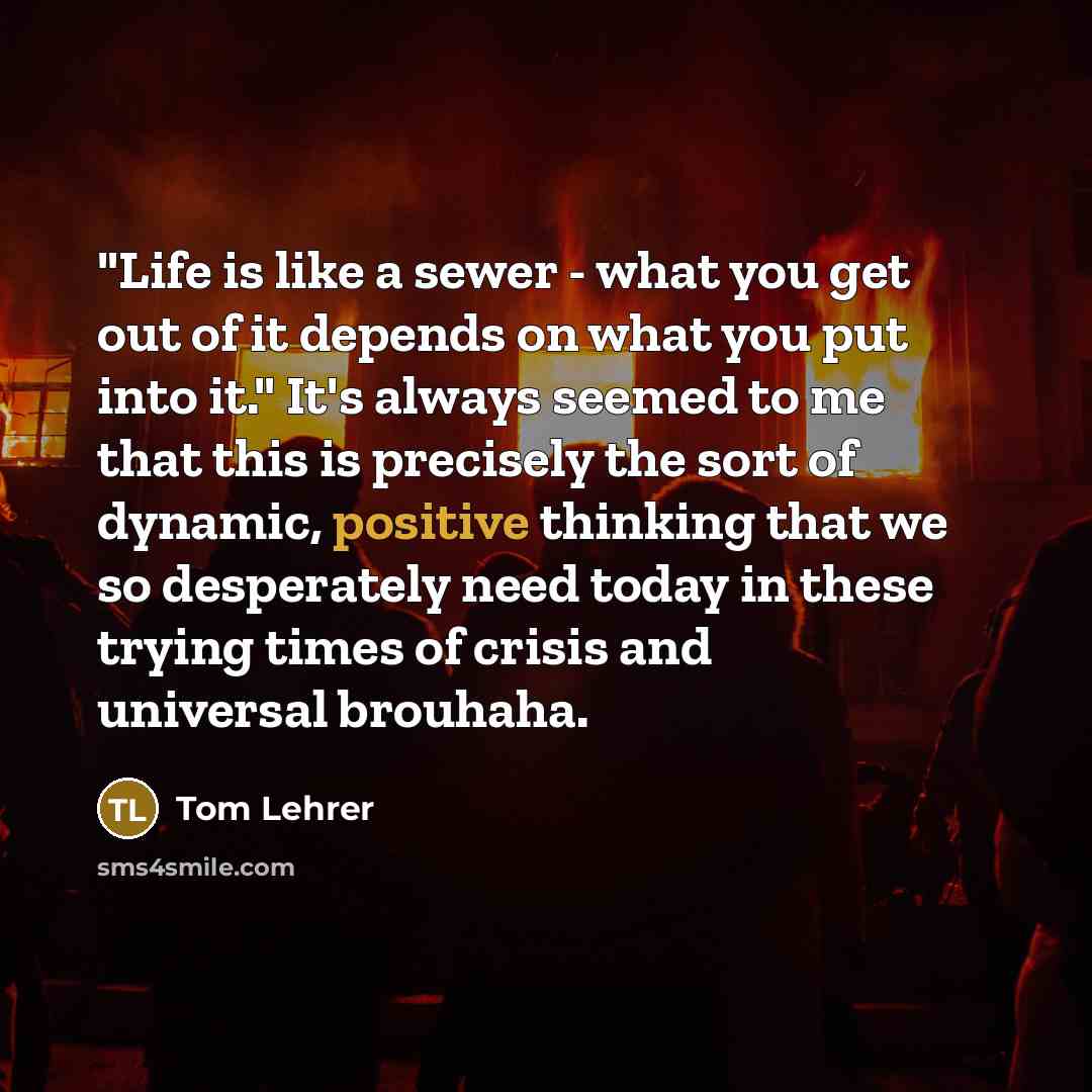 “"Life is like a sewer - what you get out…” quote by Tom Lehrer