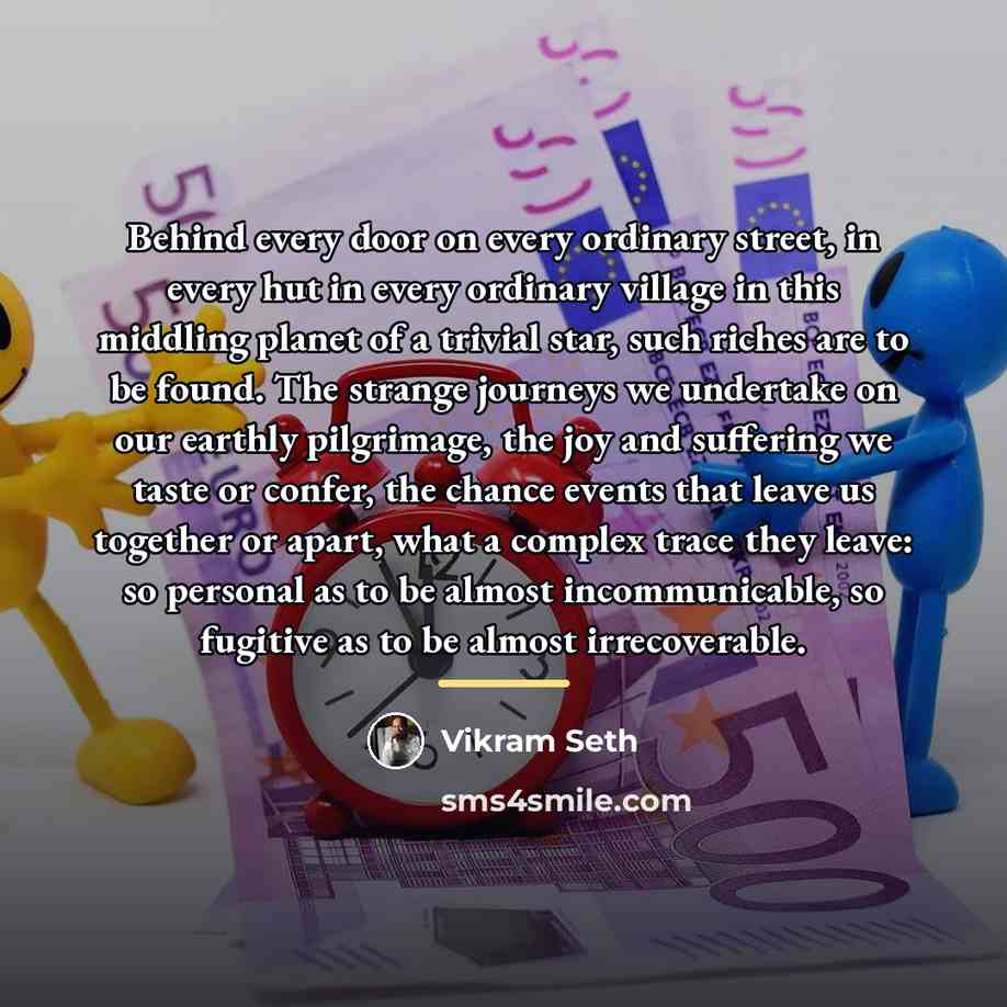 “Behind every door on every ordinary street, in every hut…” quote by Vikram Seth