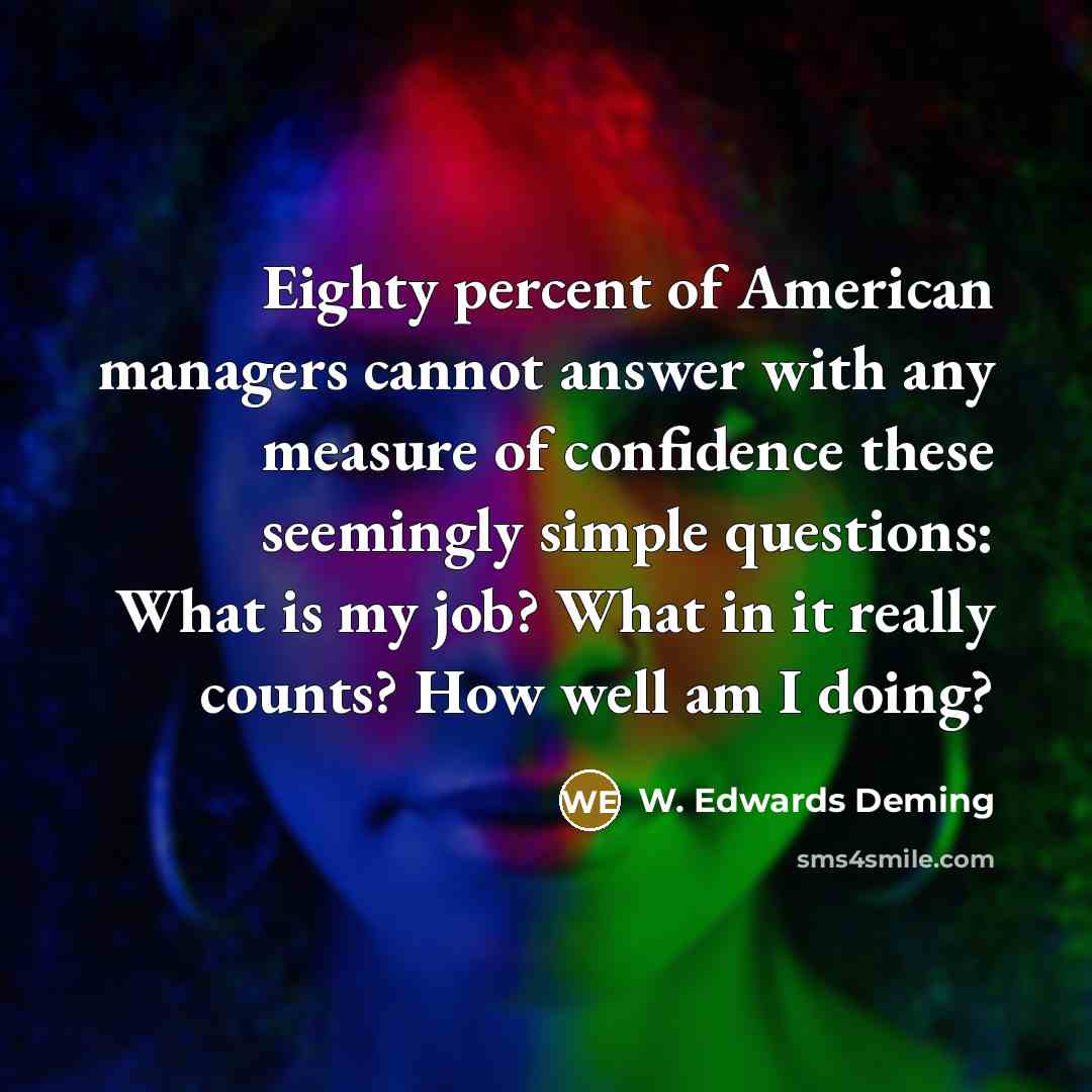 “Eighty percent of American managers cannot answer with any measure…” quote by W. Edwards Deming