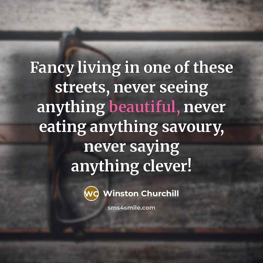 “Fancy living in one of these streets, never seeing anything…” quote by Winston Churchill