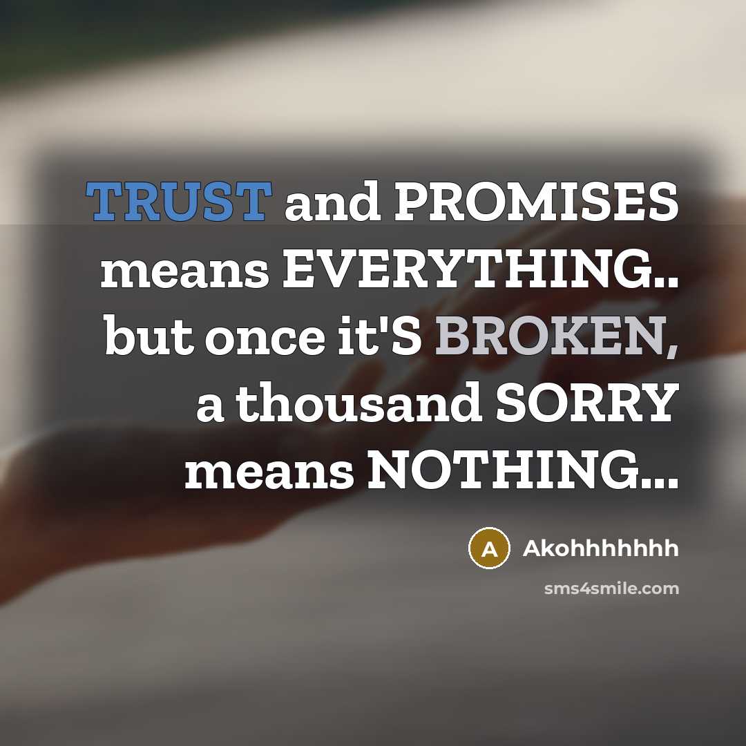 “TRUST and PROMISES means EVERYTHING.. but once it'S BROKEN, a thousand SORRY means NOTHING...” quote by Akohhhhhhh