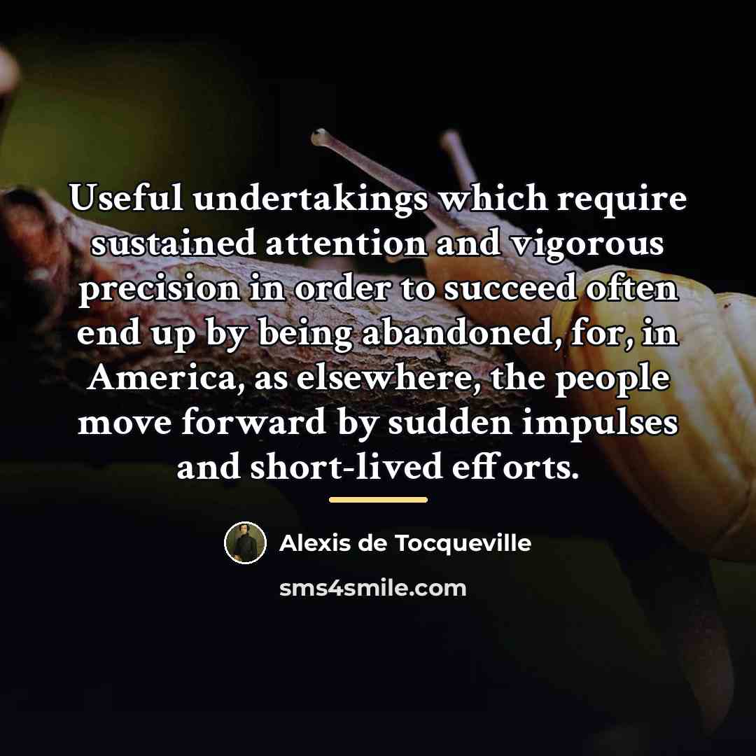 “Useful undertakings which require sustained attention and vigorous precision in…” quote by Alexis de Tocqueville