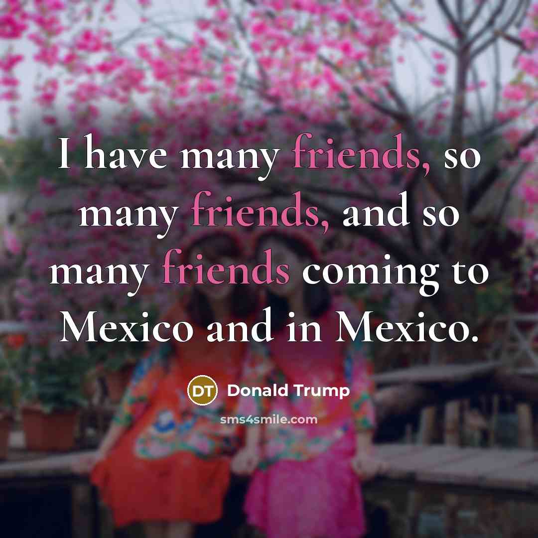 “I have many friends, so many friends, and so many friends coming to Mexico and in Mexico.” quote by Donald Trump