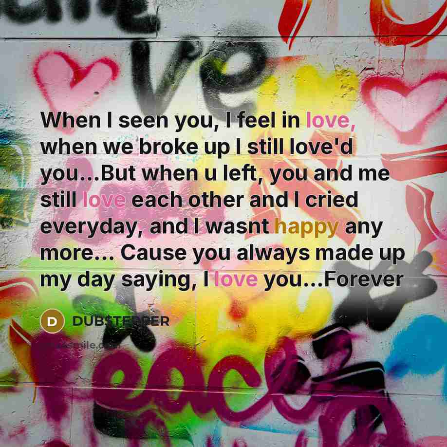 “When I seen you, I feel in love, when we…” quote by DUB$TEPPER
