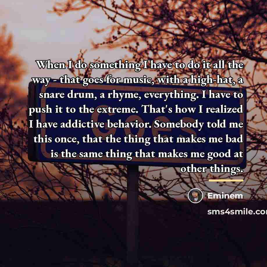 “When I do something I have to do it all…” quote by Eminem
