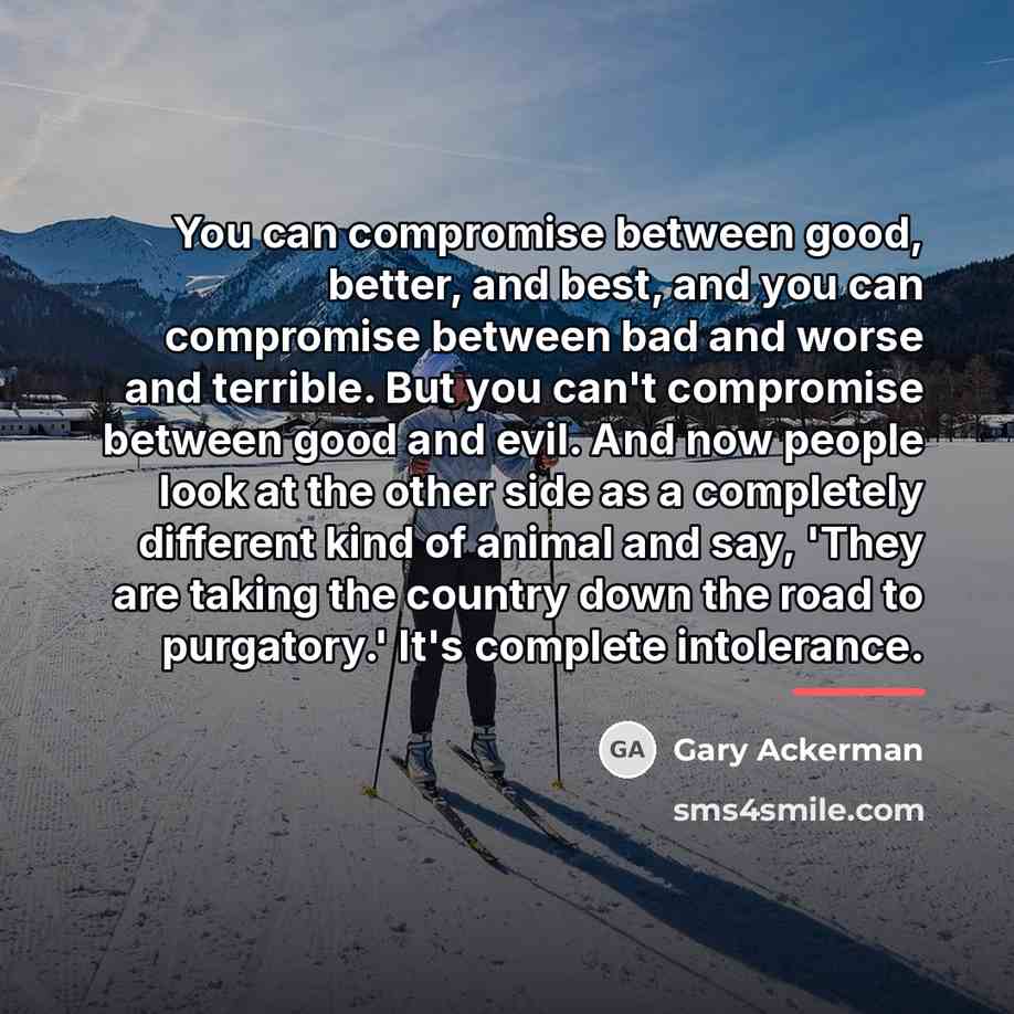 “You can compromise between good, better, and best, and you…” quote by Gary Ackerman