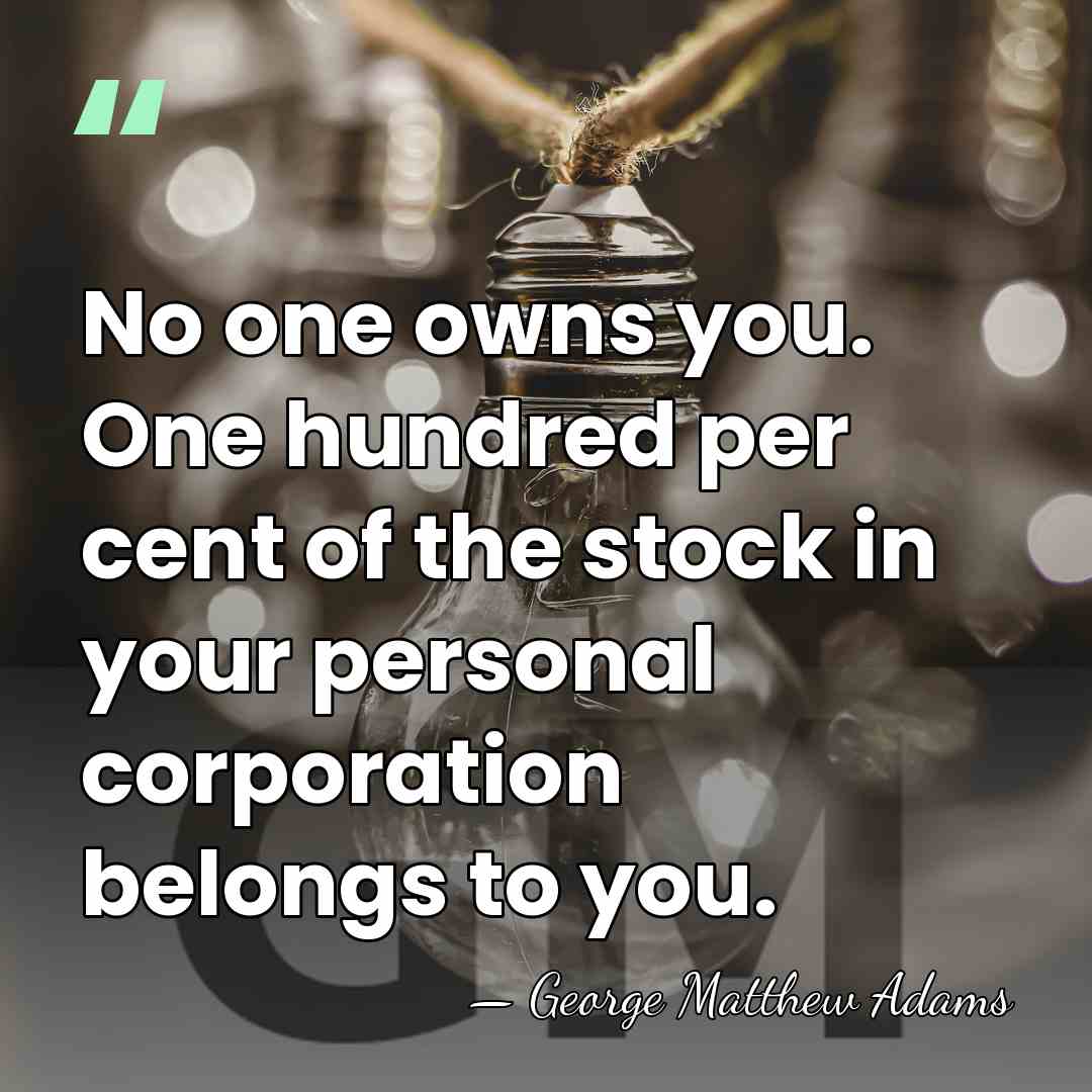No one owns you. One hundred per cent of the stock in&hellip; - George Matthew Adams