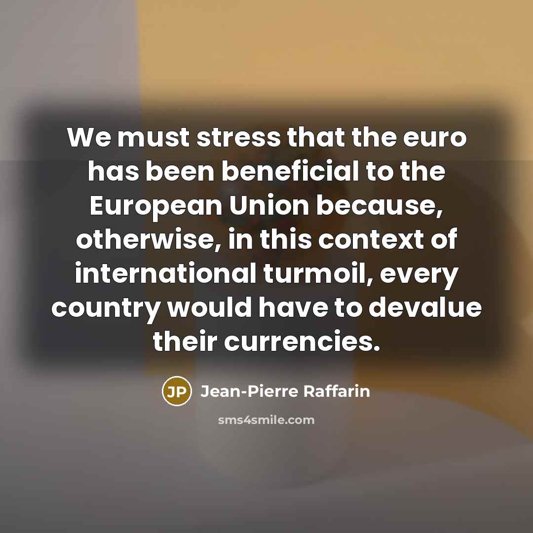 “We must stress that the euro has been beneficial to…” quote by Jean-Pierre Raffarin