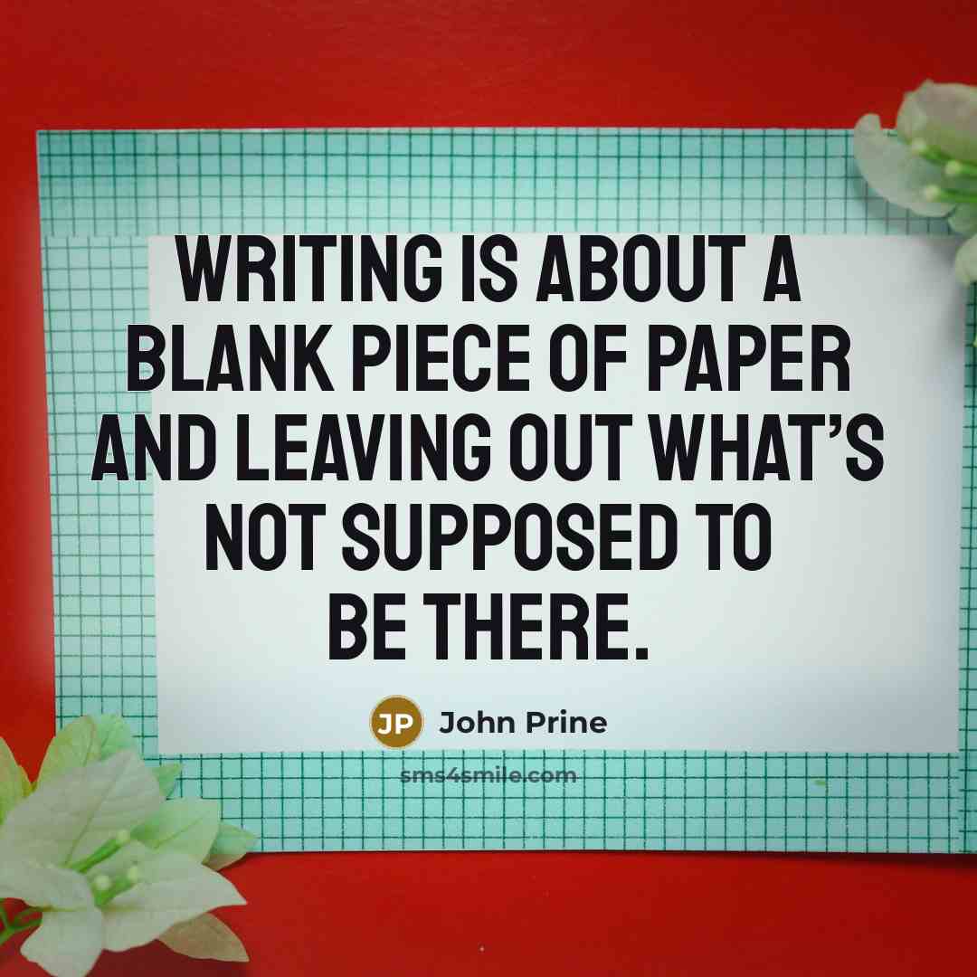 “Writing is about a blank piece of paper and leaving…” quote by John Prine