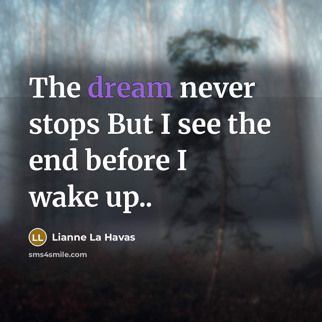 “The dream never stops But I see the end before…” quote by Lianne La Havas