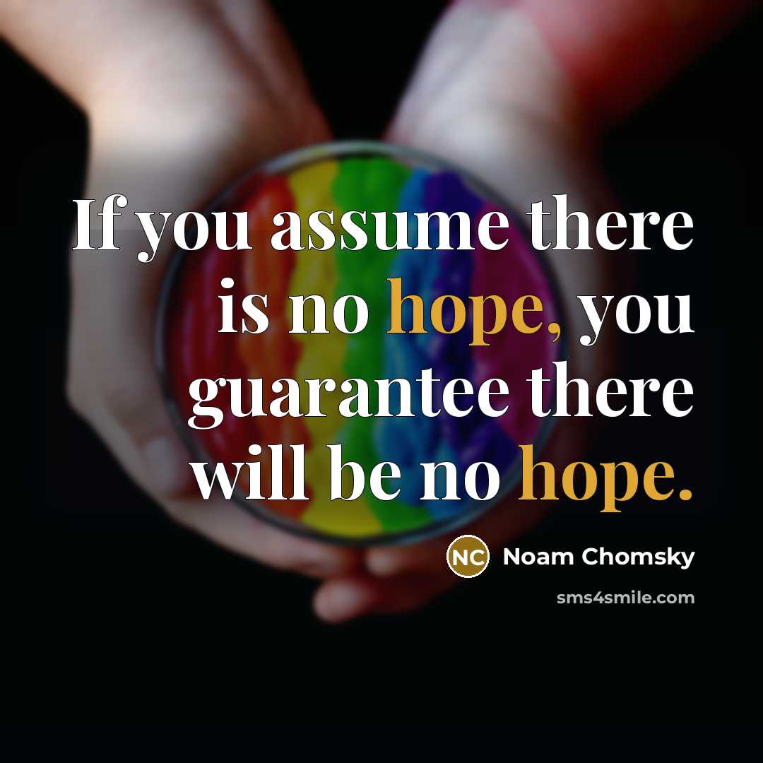 “If you assume there is no hope, you guarantee there…” quote by Noam Chomsky