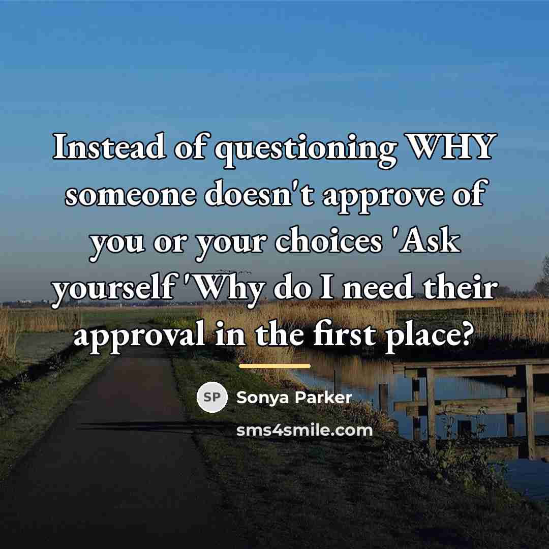 “Instead of questioning WHY someone doesn't approve of you or…” quote by Sonya Parker