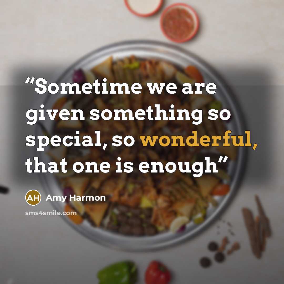 “Sometime we are given something so special, so wonderful, that one is enough” quote by Amy Harmon