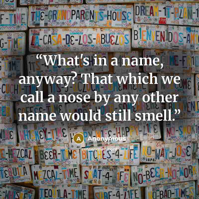 “What's in a name, anyway? That which we call a nose by any other name would still smell.” quote by Anonymous