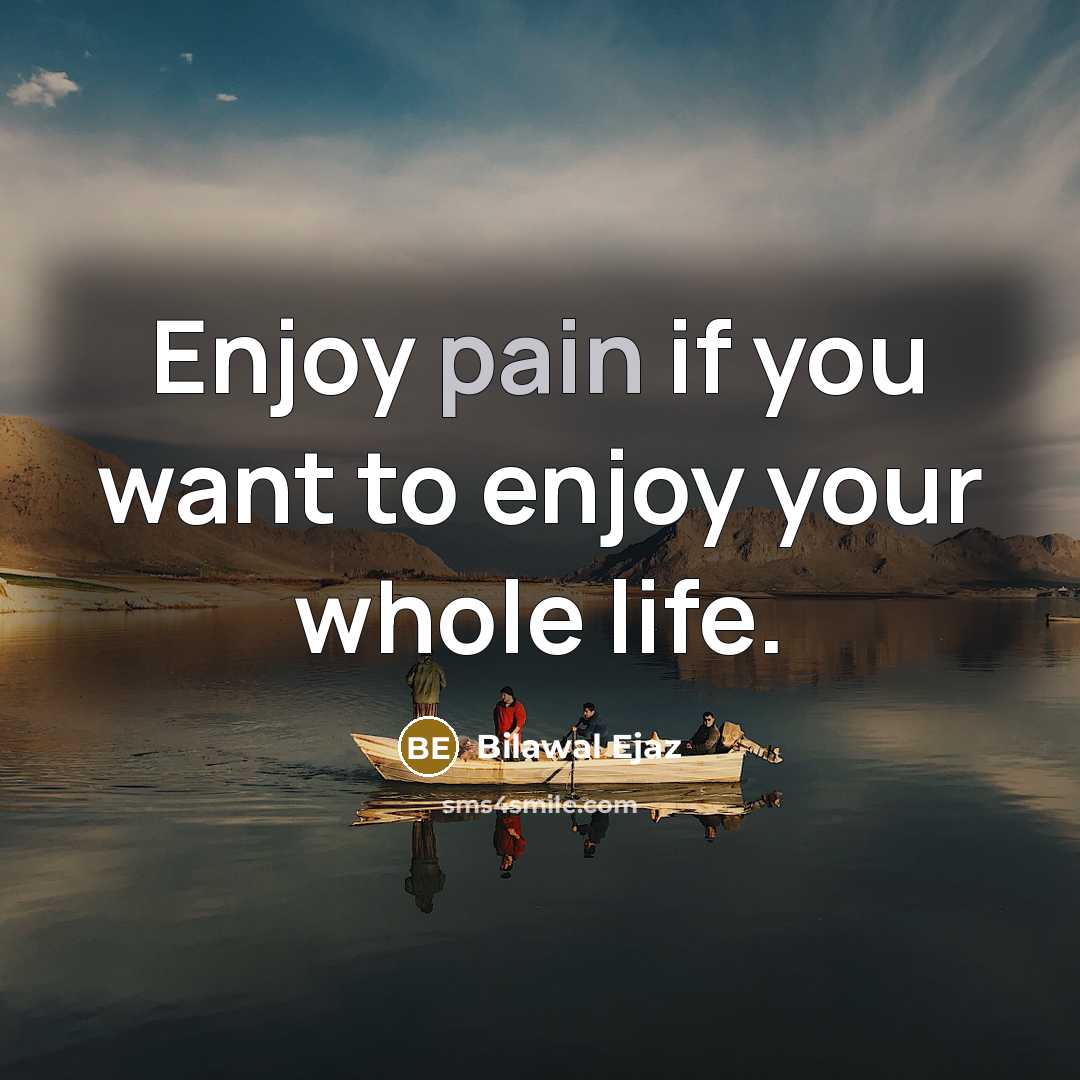 “Enjoy pain if you want to enjoy your whole life.” quote by Bilawal Ejaz