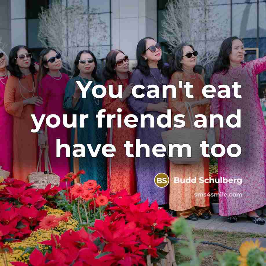 “You can't eat your friends and have them too…” quote by Budd Schulberg