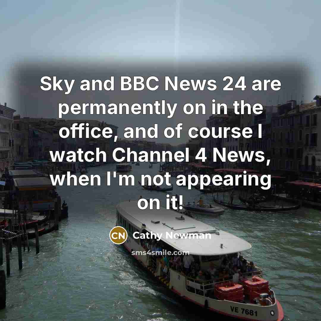 “Sky and BBC News 24 are permanently on in the…” quote by Cathy Newman