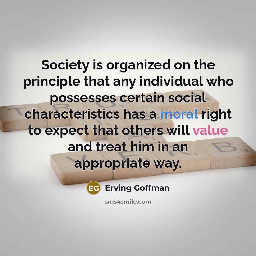 “Society is organized on the principle that any individual who…” quote by Erving Goffman