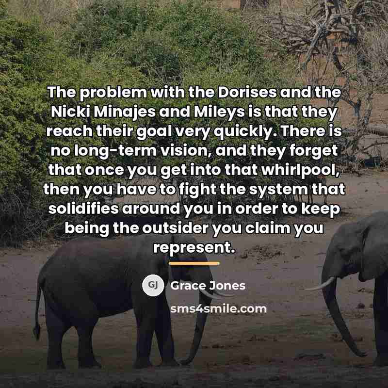 “The problem with the Dorises and the Nicki Minajes and…” quote by Grace Jones