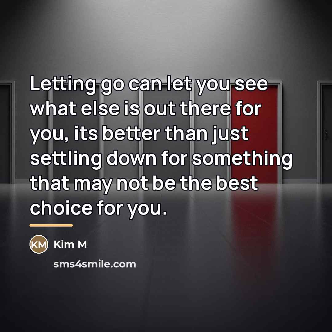 “Letting go can let you see what else is out…” quote by Kim M