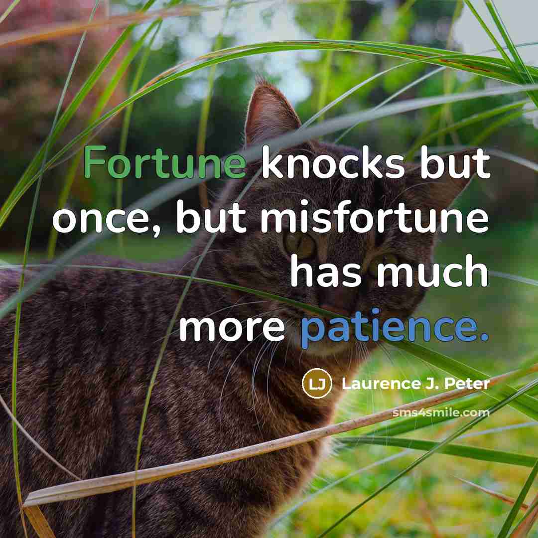 “Fortune knocks but once, but misfortune has much more patience.…” quote by Laurence J. Peter