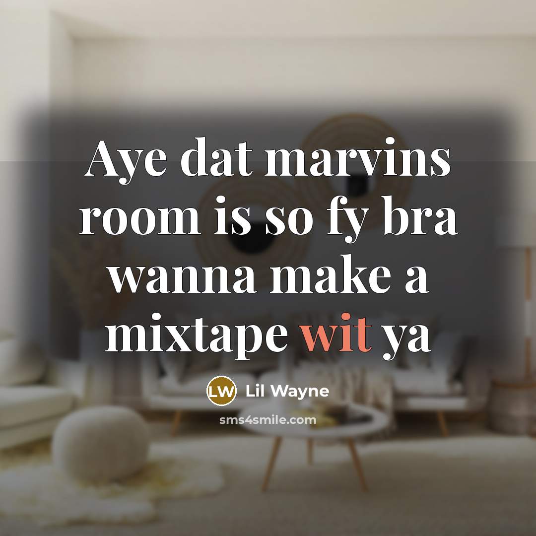 “Aye dat marvins room is so fy bra wanna make…” quote by Lil Wayne
