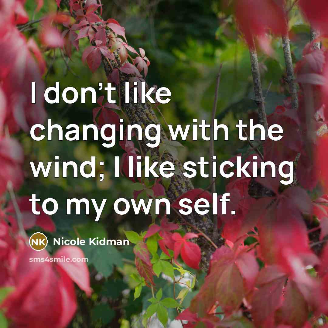 “I don't like changing with the wind; I like sticking…” quote by Nicole Kidman