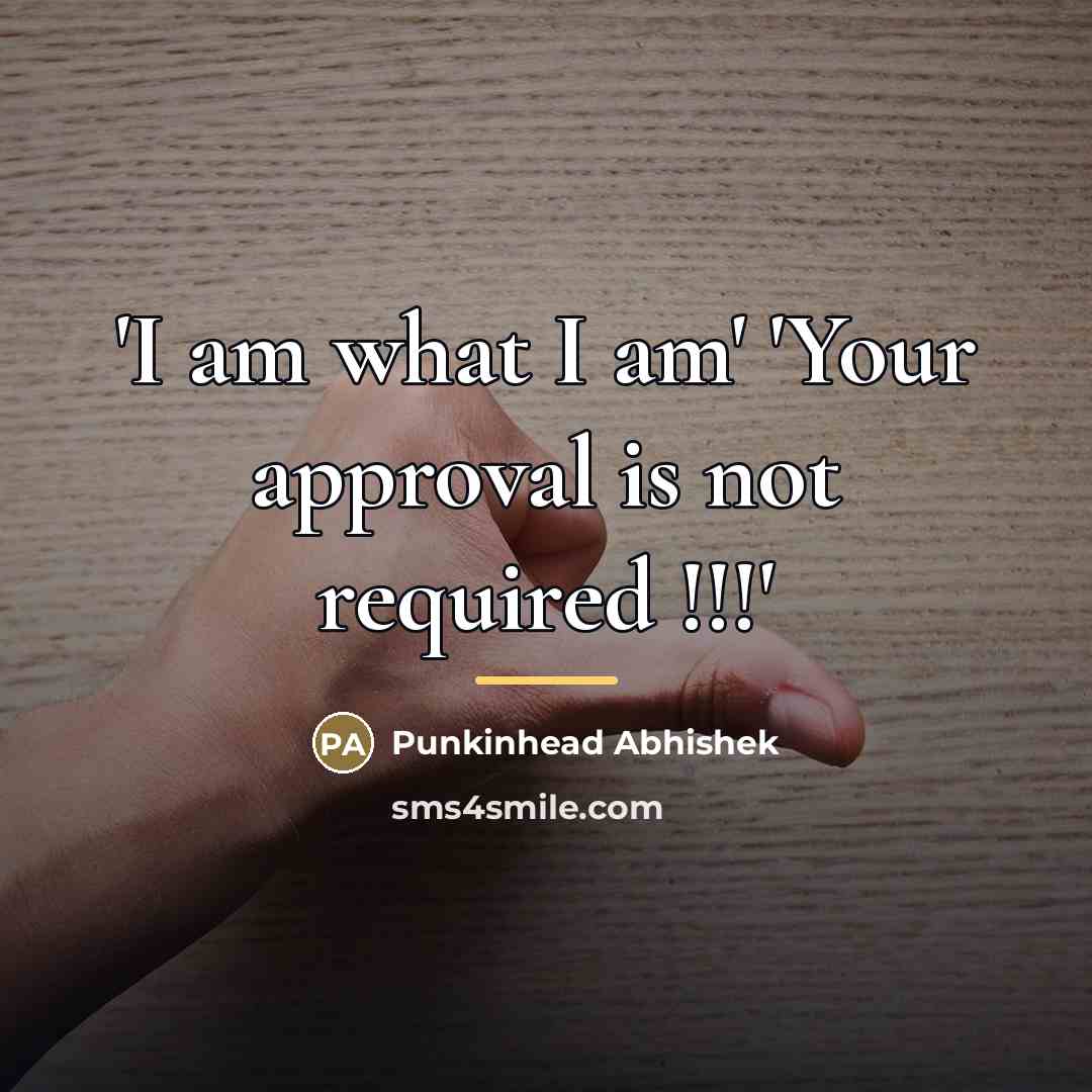 “'I am what I am' 'Your approval is not required…” quote by Punkinhead Abhishek