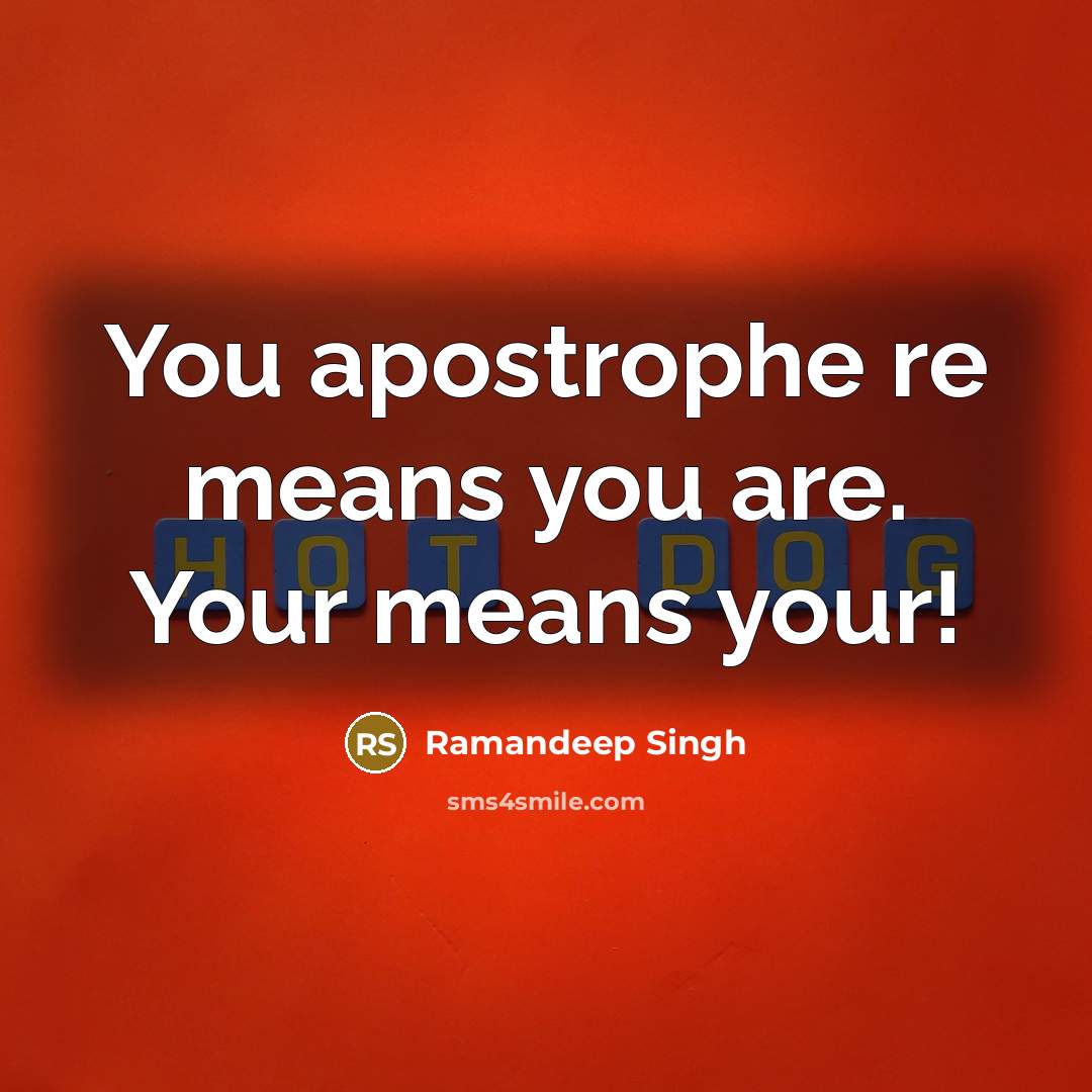 “You apostrophe re means you are. Your means your!…” quote by Ramandeep Singh