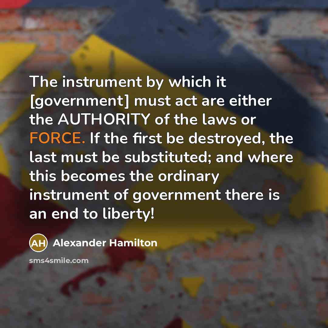 “The instrument by which it [government] must act are either…” quote by Alexander Hamilton
