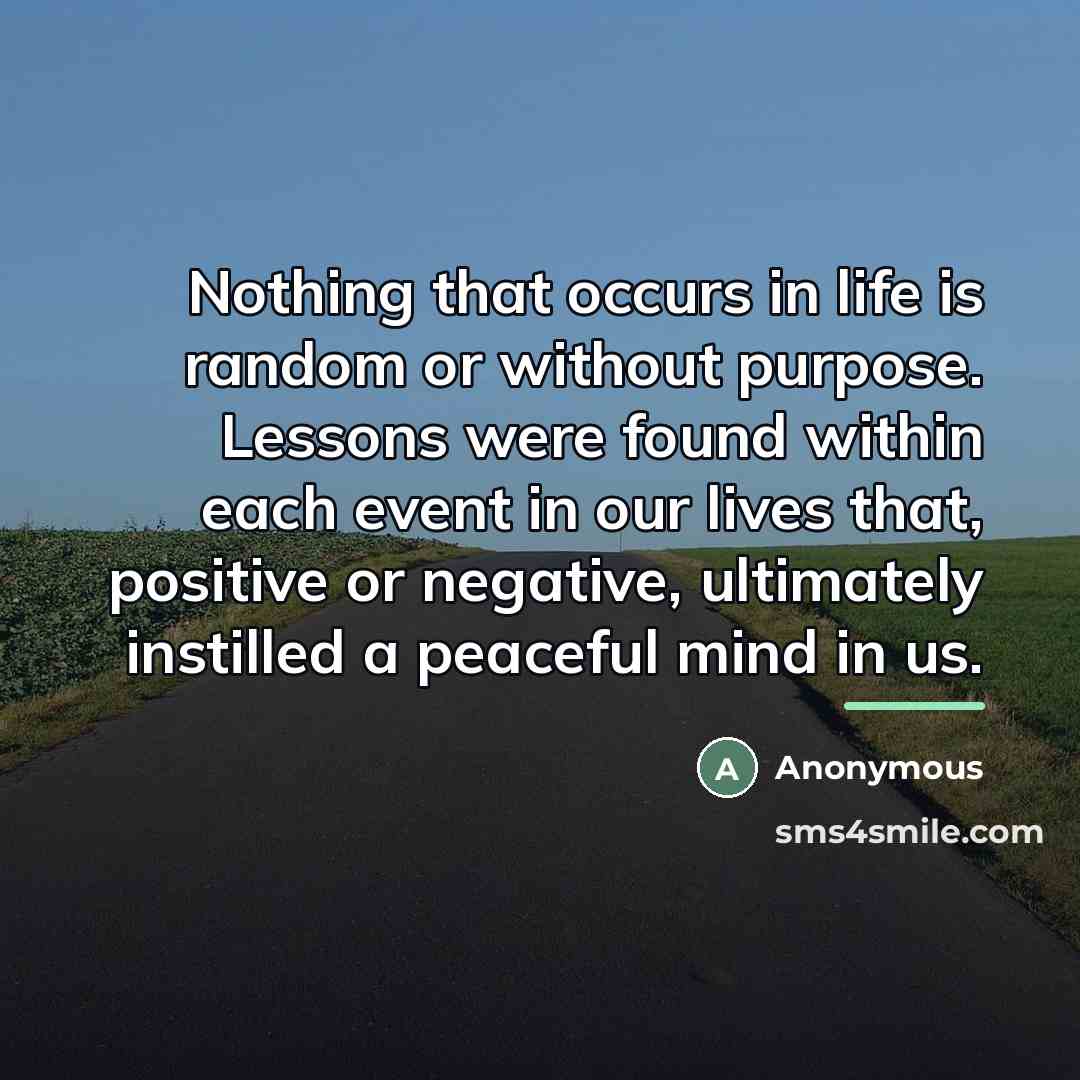 “Nothing that occurs in life is random or without purpose.…” quote by Anonymous