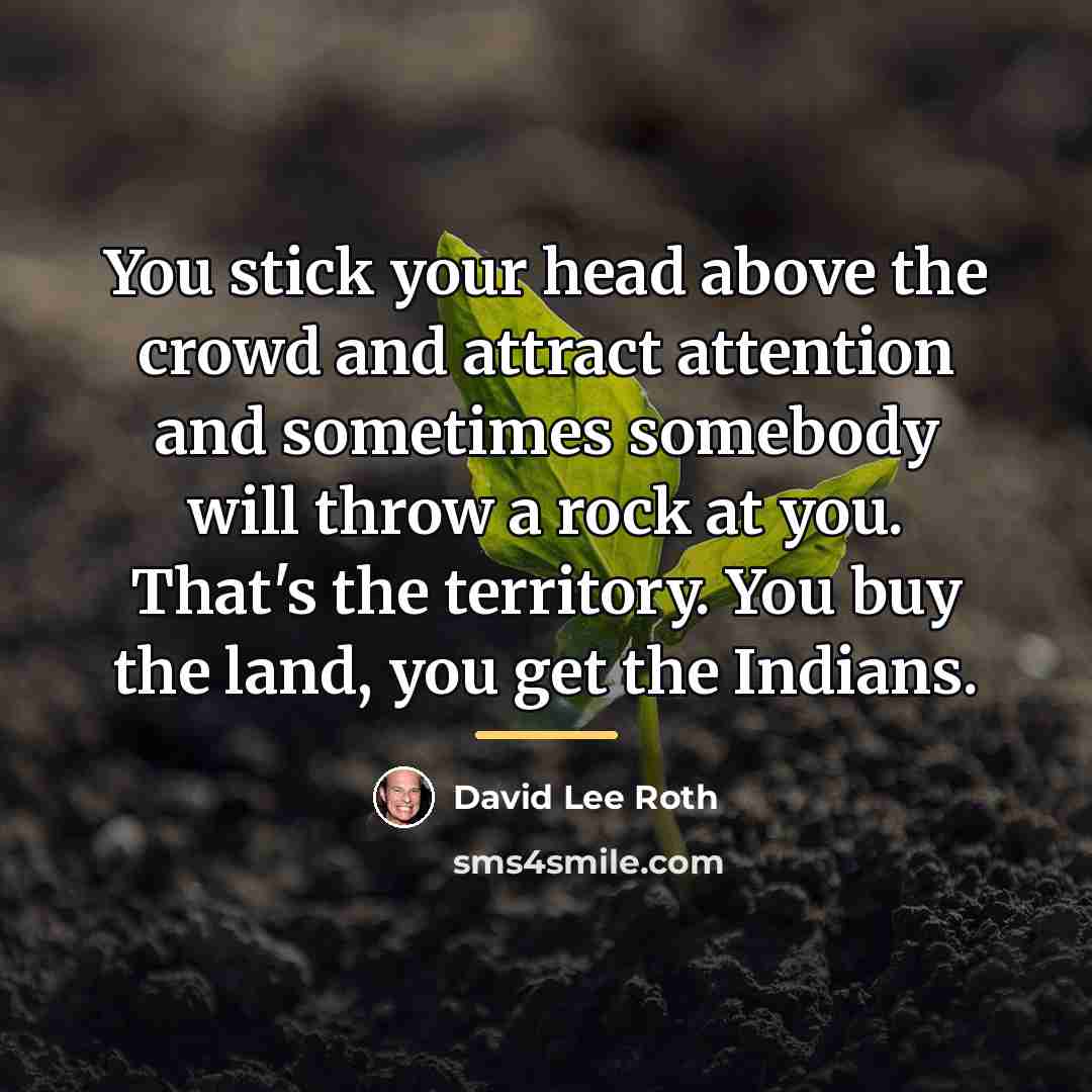 “You stick your head above the crowd and attract attention…” quote by David Lee Roth