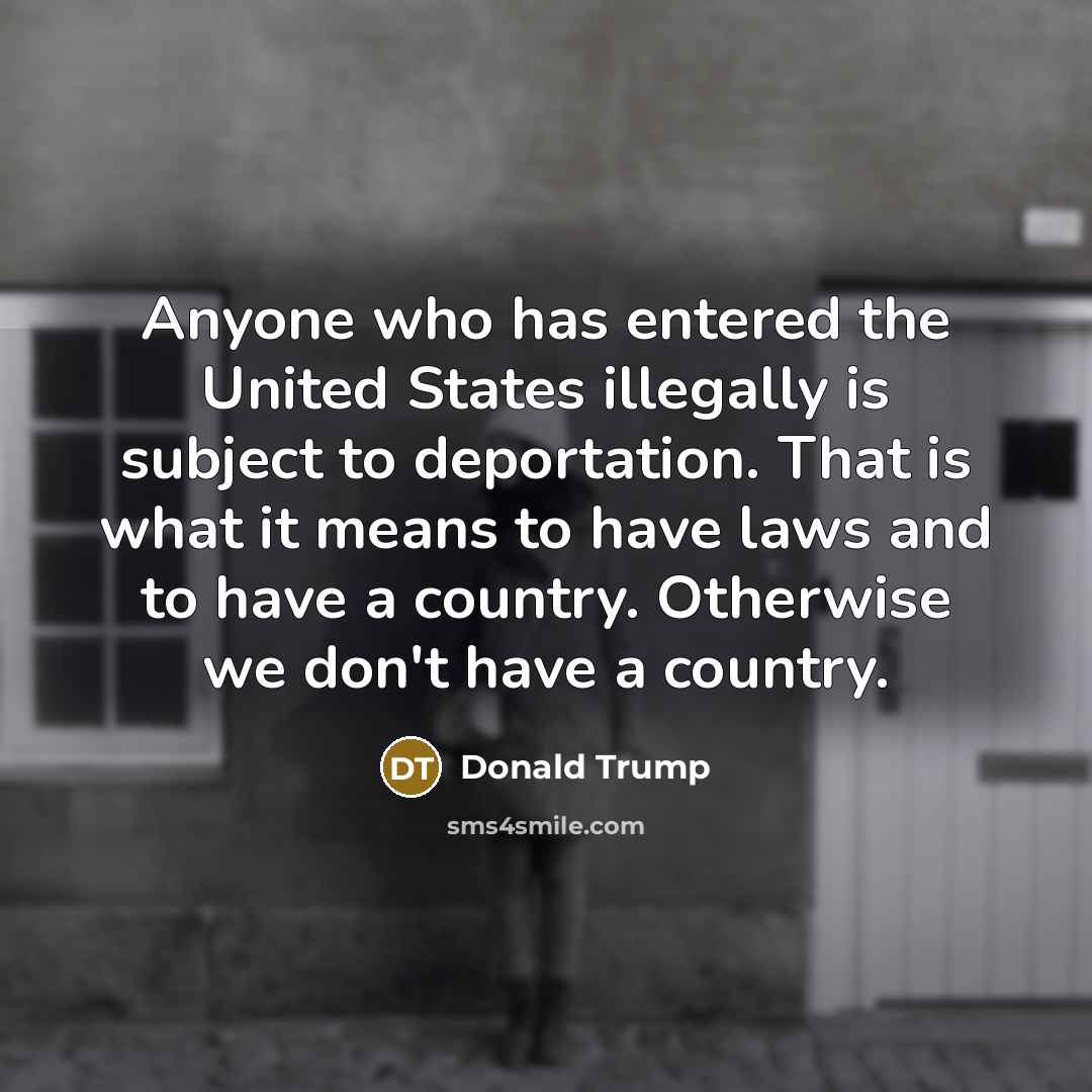 “Anyone who has entered the United States illegally is subject…” quote by Donald Trump