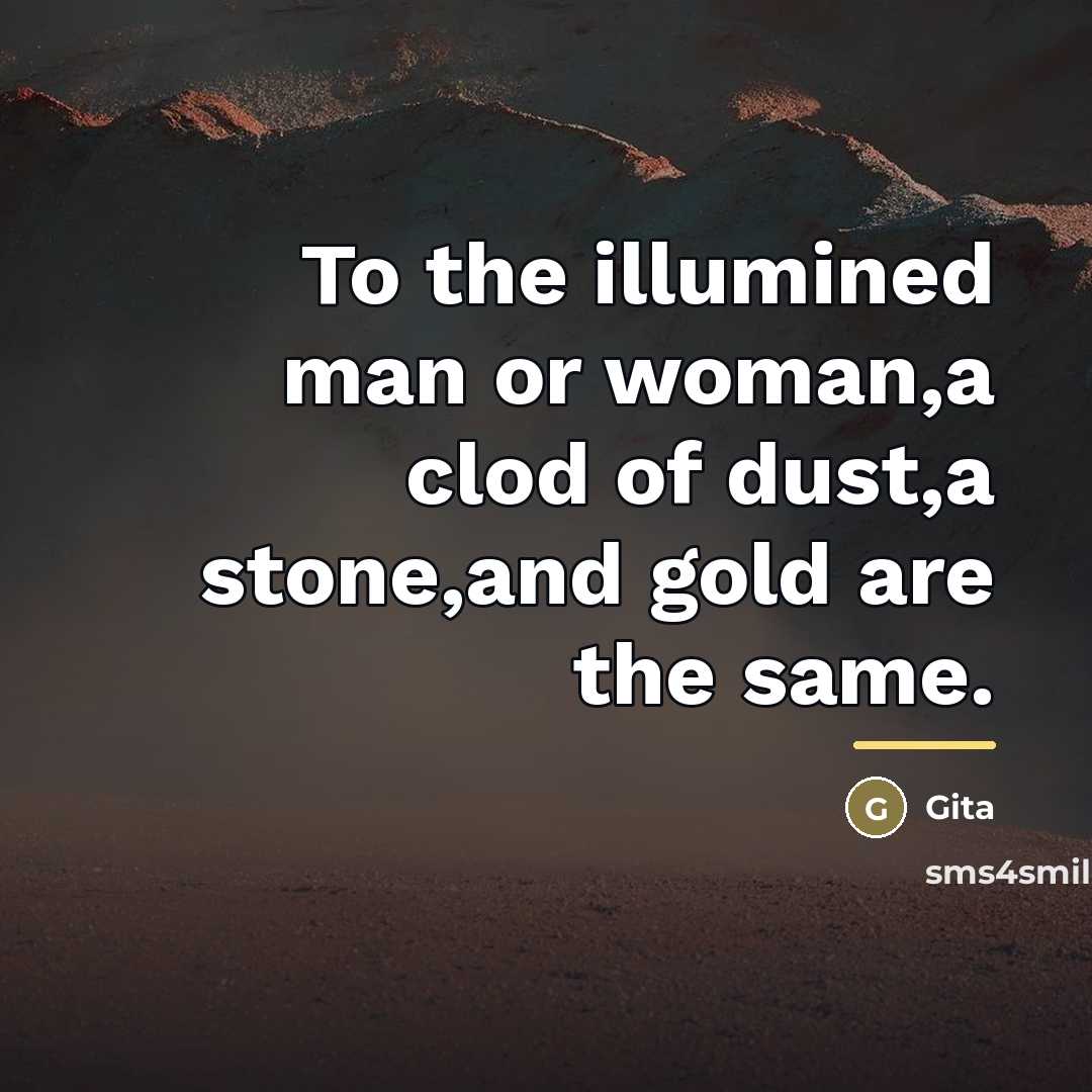“To the illumined man or woman,a clod of dust,a stone,and…” quote by Gita