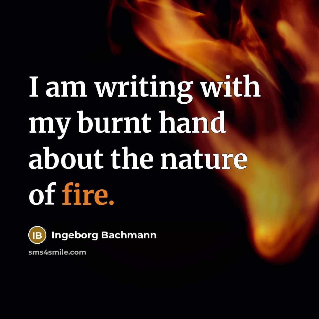 “I am writing with my burnt hand about the nature…” quote by Ingeborg Bachmann
