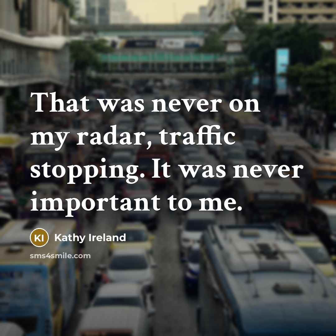 “That was never on my radar, traffic stopping. It was…” quote by Kathy Ireland