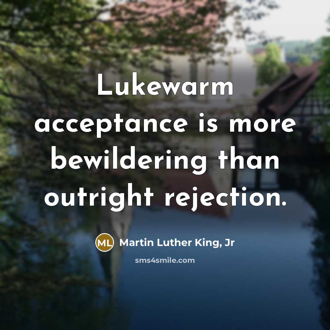 “Lukewarm acceptance is more bewildering than outright rejection.…” quote by Martin Luther King, Jr