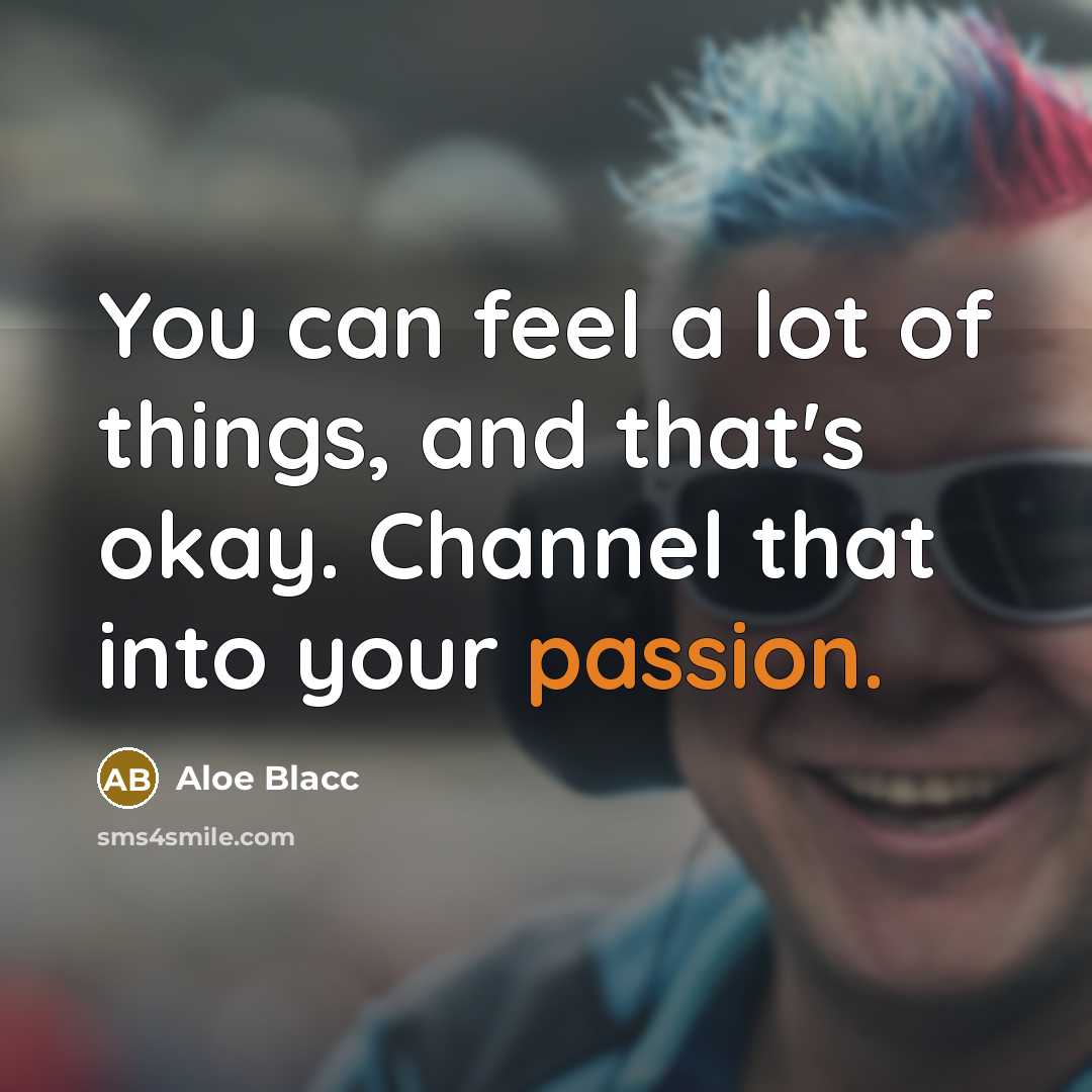 “You can feel a lot of things, and that's okay. Channel that into your passion.” quote by Aloe Blacc