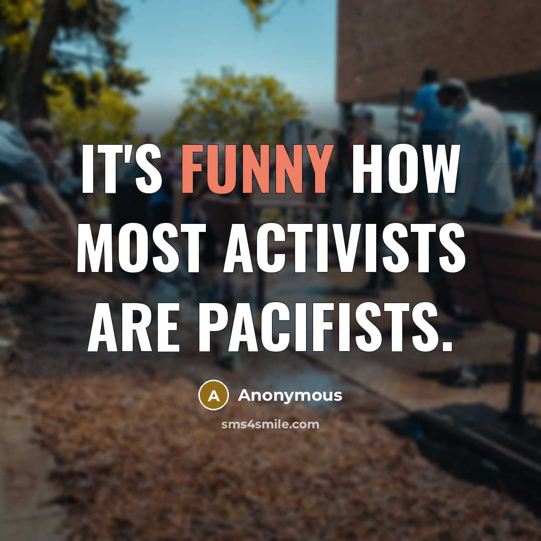 “It's funny how most activists are pacifists.” quote by Anonymous